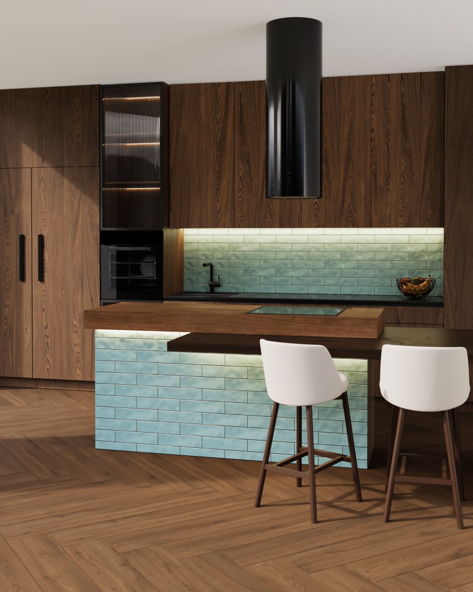 BRICK ACUARELA AQUA 30x7.5 cm – mozaika ceramiczna niebieska