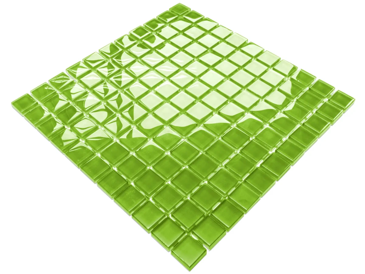MOZAIKA SZKLANA ZIELONA GREEN 30x30cm 8mm – dekoracyjne do wnętrz – Szklane Mozaiki