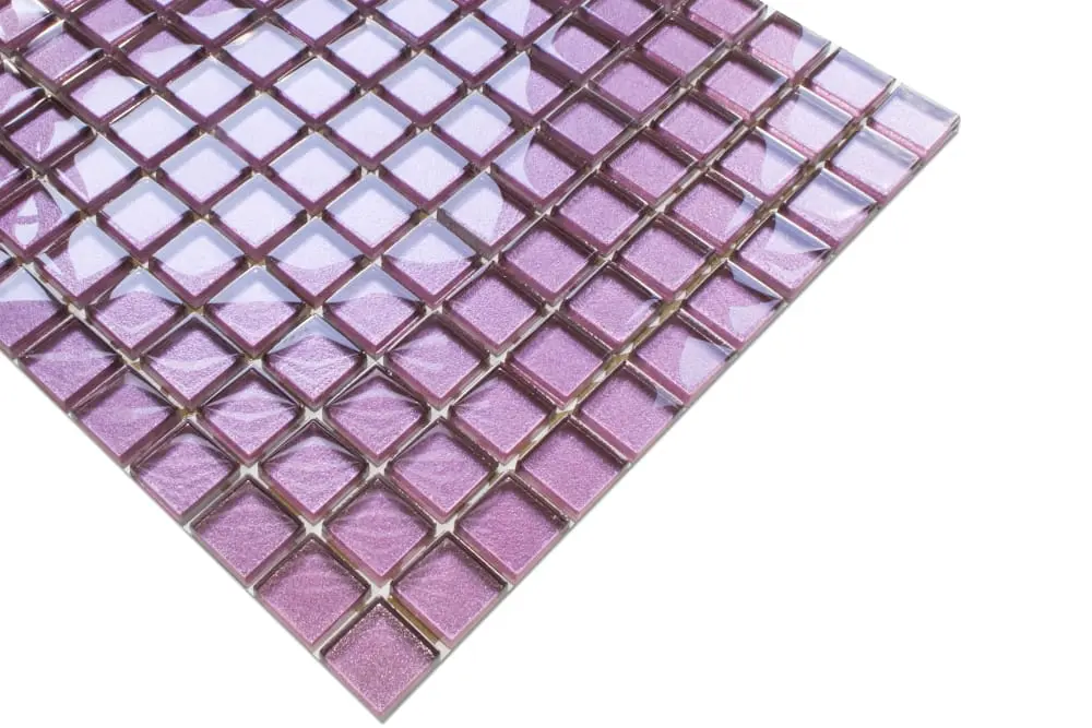 MOZAIKA SZKLANA RÓŻOWA WRZOS METALIK 30x30cm 8mm – dekoracyjne do wnętrz – Szklane Mozaiki