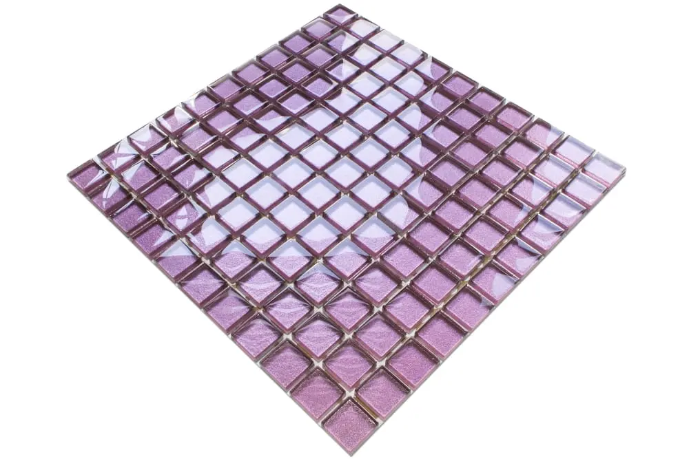 MOZAIKA SZKLANA RÓŻOWA WRZOS METALIK 30x30cm 8mm – dekoracyjne do wnętrz – Szklane Mozaiki