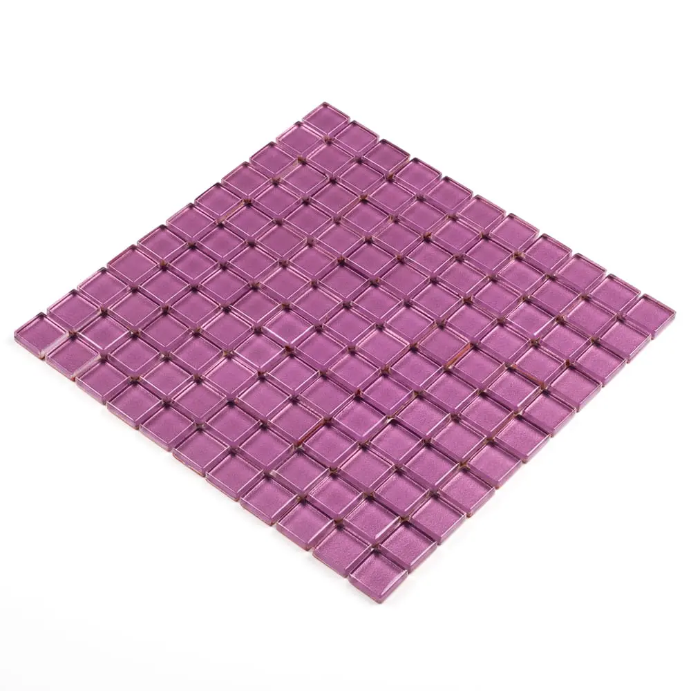 MOZAIKA SZKLANA RÓŻOWA WRZOS METALIK 30x30cm 8mm – dekoracyjne do wnętrz – Szklane Mozaiki