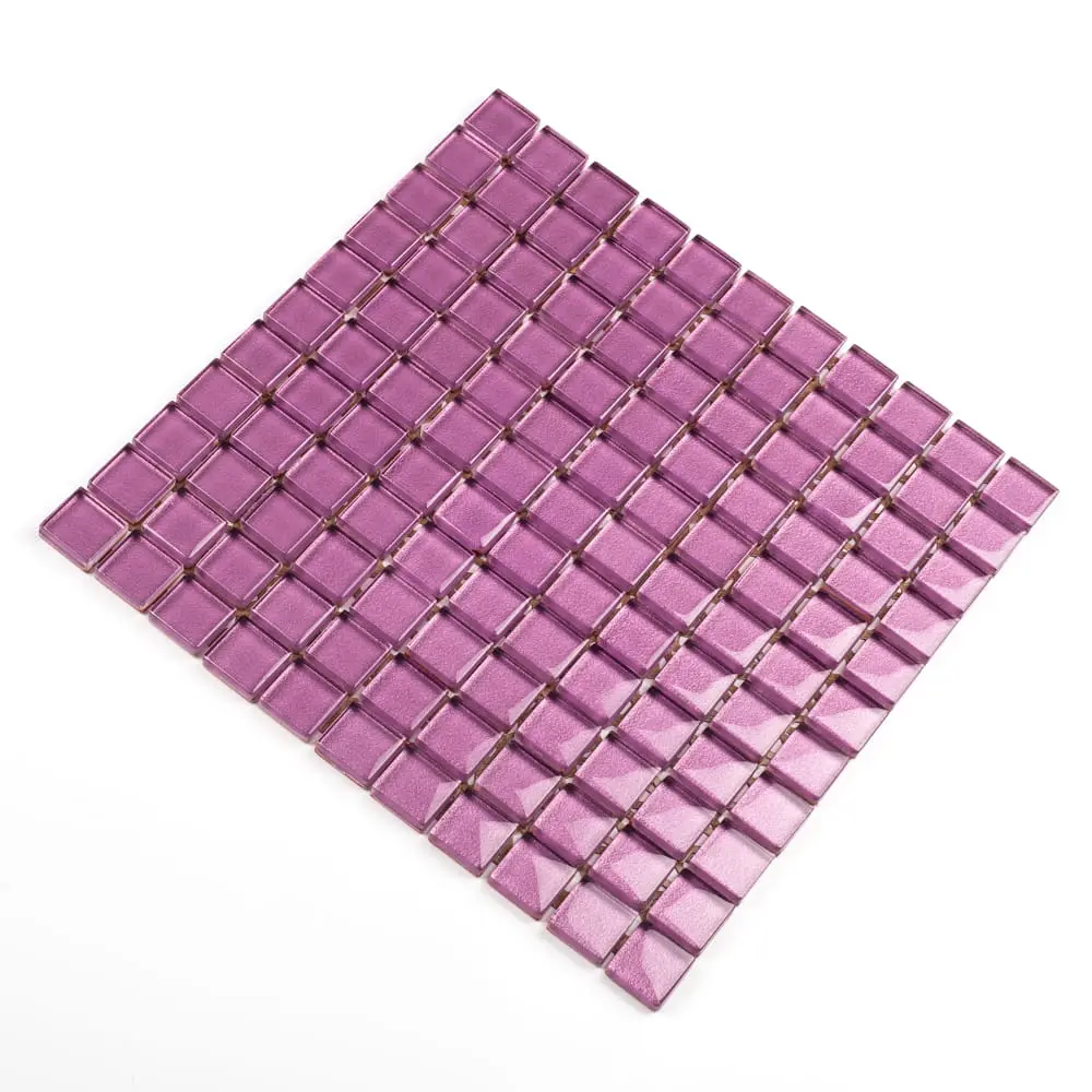 MOZAIKA SZKLANA RÓŻOWA WRZOS METALIK 30x30cm 8mm – dekoracyjne do wnętrz – Szklane Mozaiki