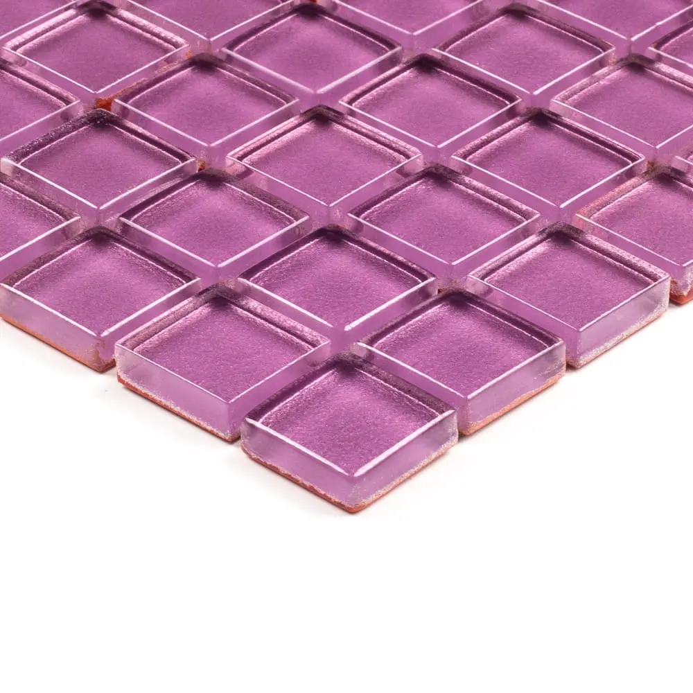 MOZAIKA SZKLANA RÓŻOWA WRZOS METALIK 30x30cm 8mm – dekoracyjne do wnętrz – Szklane Mozaiki