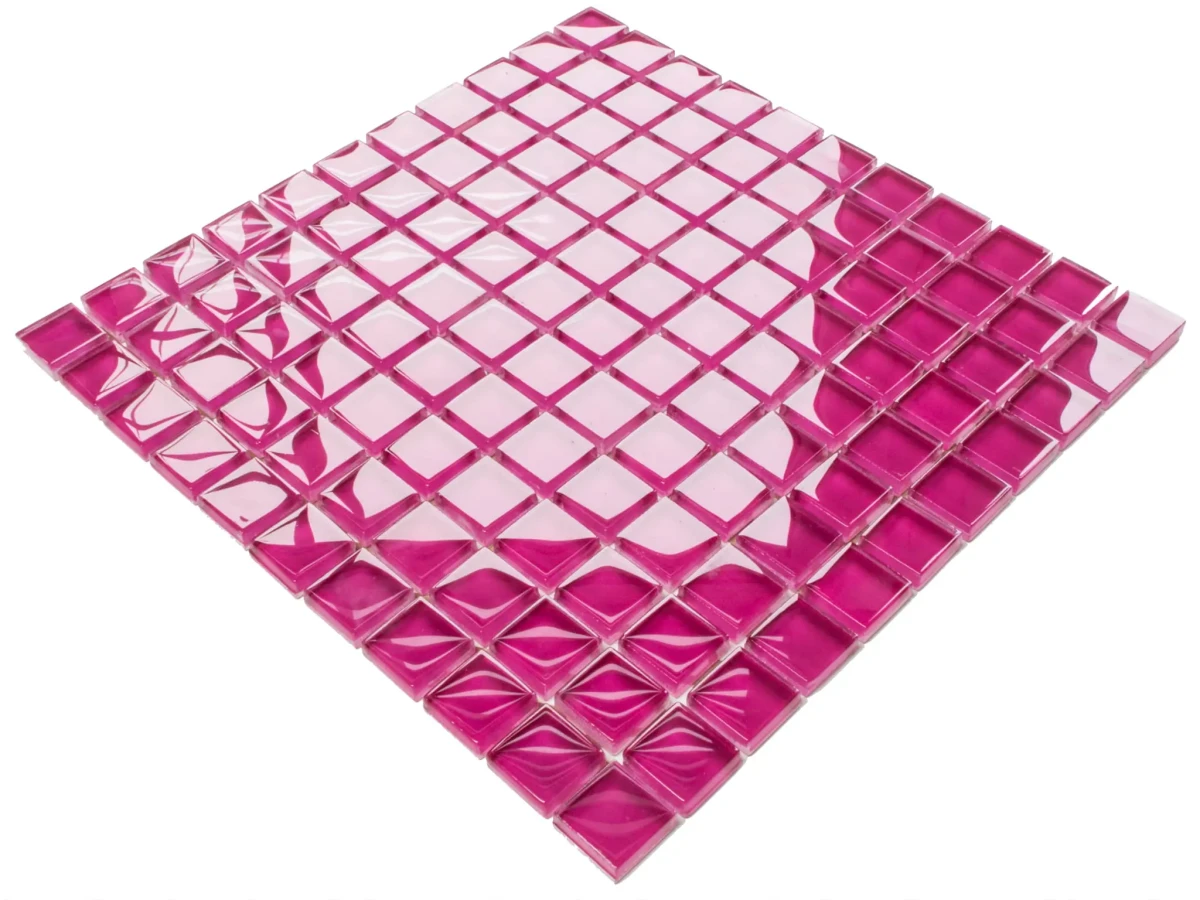 MOZAIKA SZKLANA RÓŻOWA PIWONIA 30x30cm 8mm – dekoracyjne do wnętrz – Szklane Mozaiki