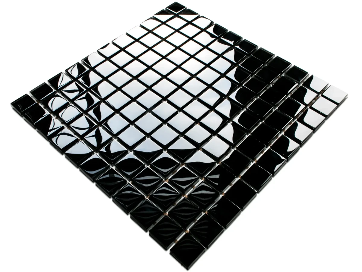 MOZAIKA SZKLANA CZARNA NERO 30x30cm – dekoracyjne do wnętrz – Szklane Mozaiki