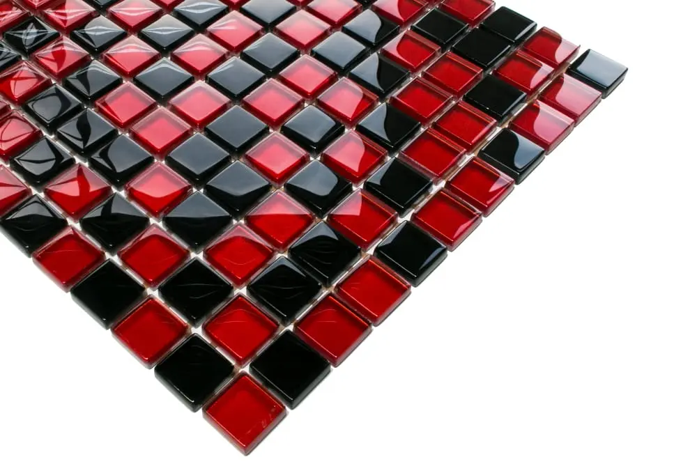 MOZAIKA SZKLANA KARMAZYN NERO  MIX 30x30cm 8mm – dekoracyjne do wnętrz – Szklane Mozaiki