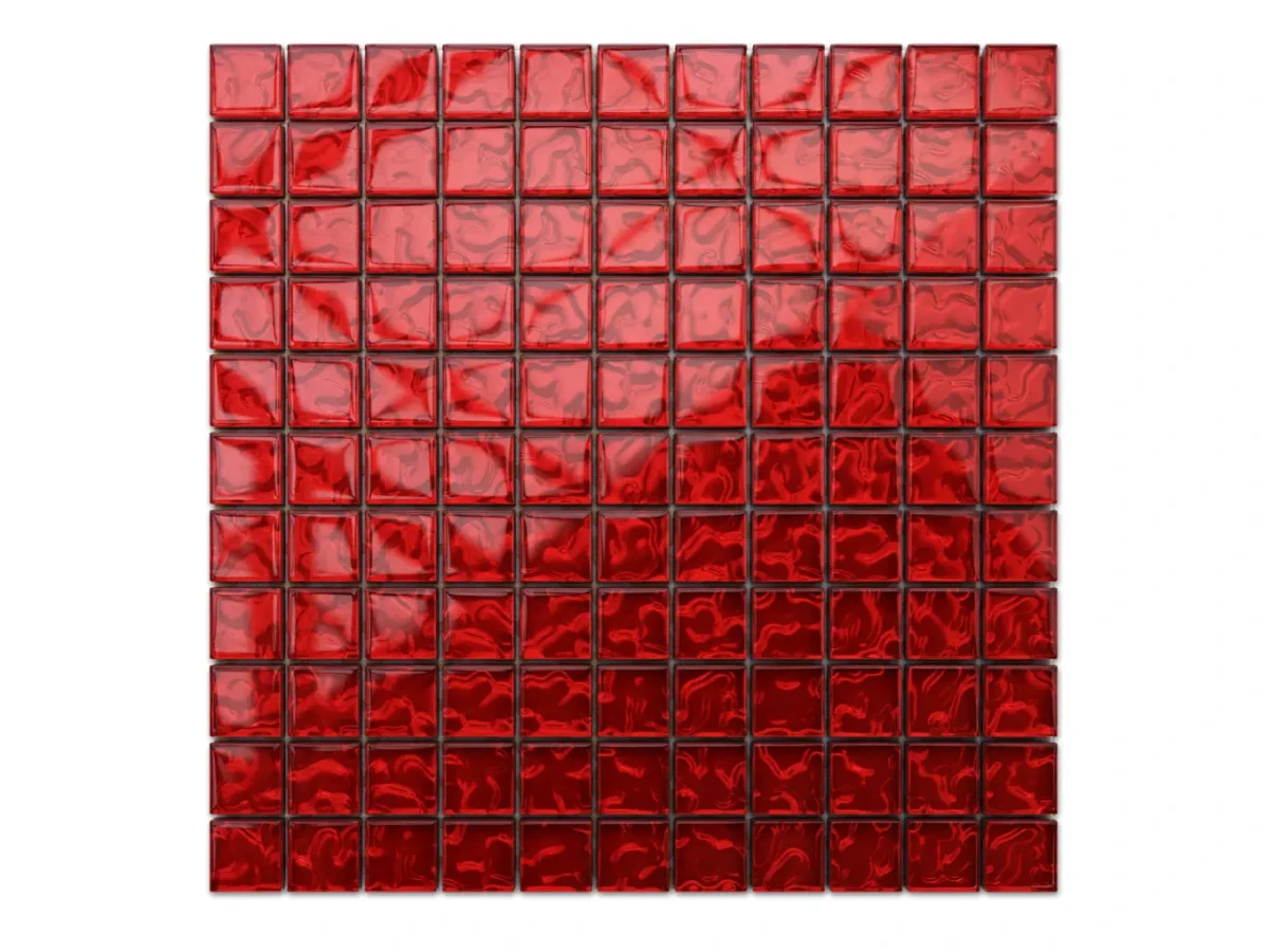 MOZAIKA SZKLANA CZERWONA KARMAZYN BARANEK 30x30cm 8mm – dekoracyjne do wnętrz – Szklane Mozaiki