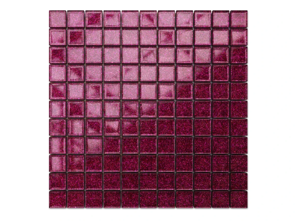 MOZAIKA SZKLANA RÓŻOWA LILA BROKAT  30x30cm 8mm – dekoracyjne do wnętrz – Szklane Mozaiki