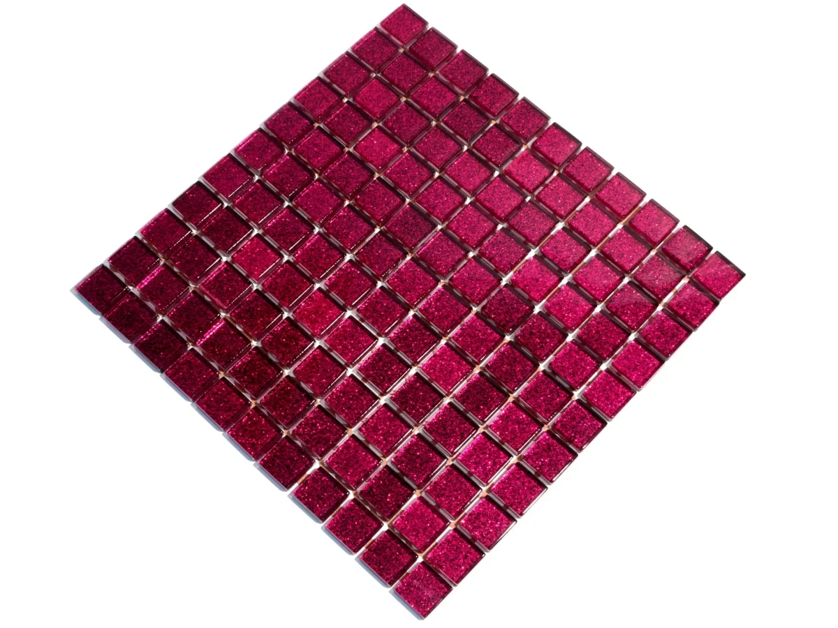 MOZAIKA SZKLANA RÓŻOWA LILA BROKAT  30x30cm 8mm – dekoracyjne do wnętrz – Szklane Mozaiki