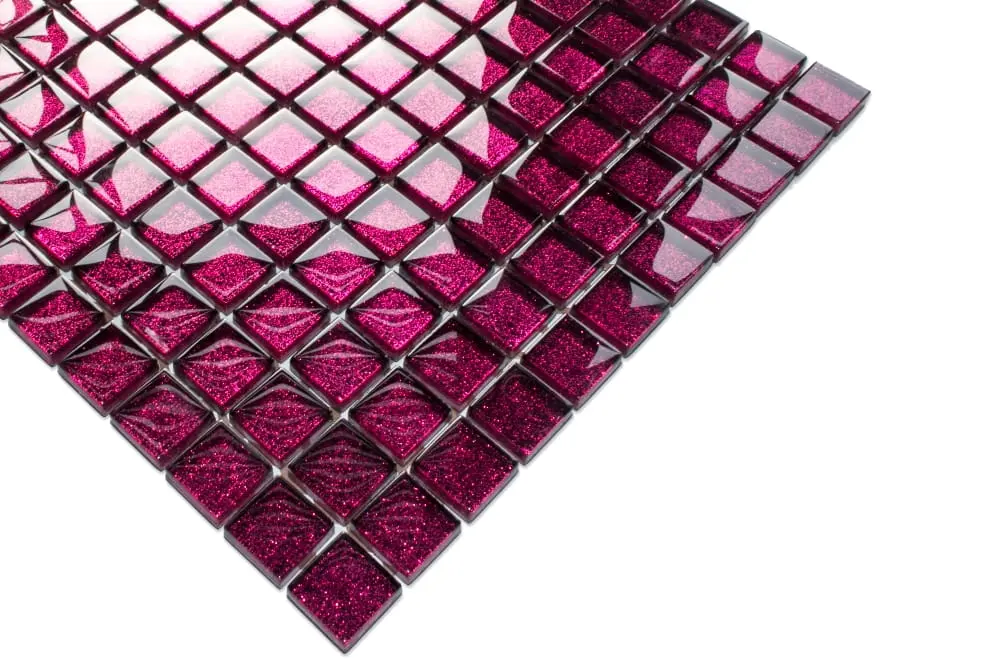 MOZAIKA SZKLANA RÓŻOWA LILA BROKAT  30x30cm 8mm – dekoracyjne do wnętrz – Szklane Mozaiki