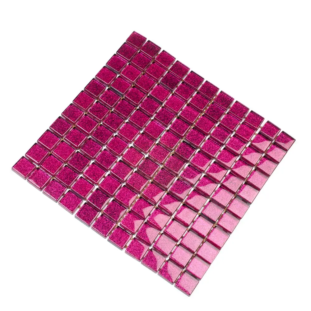 MOZAIKA SZKLANA RÓŻOWA LILA BROKAT  30x30cm 8mm – dekoracyjne do wnętrz – Szklane Mozaiki