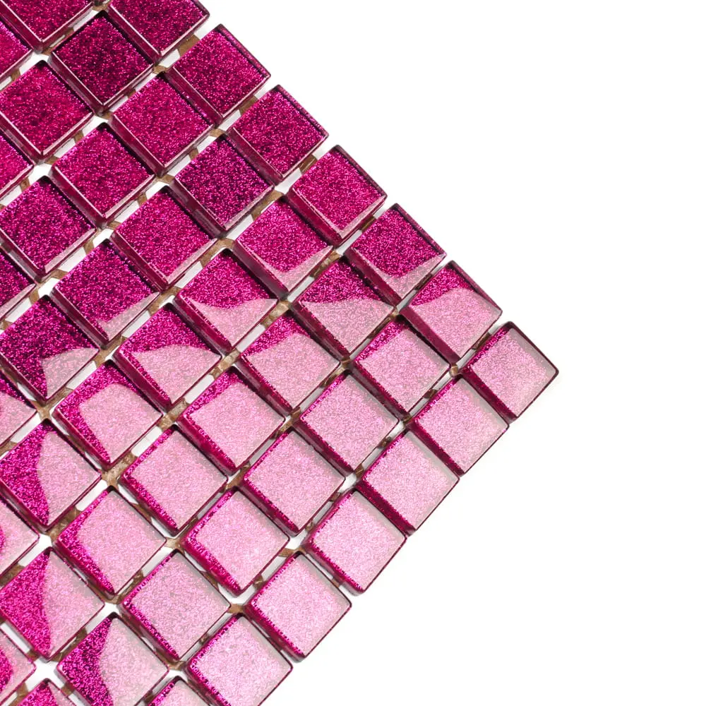 MOZAIKA SZKLANA RÓŻOWA LILA BROKAT  30x30cm 8mm – dekoracyjne do wnętrz – Szklane Mozaiki