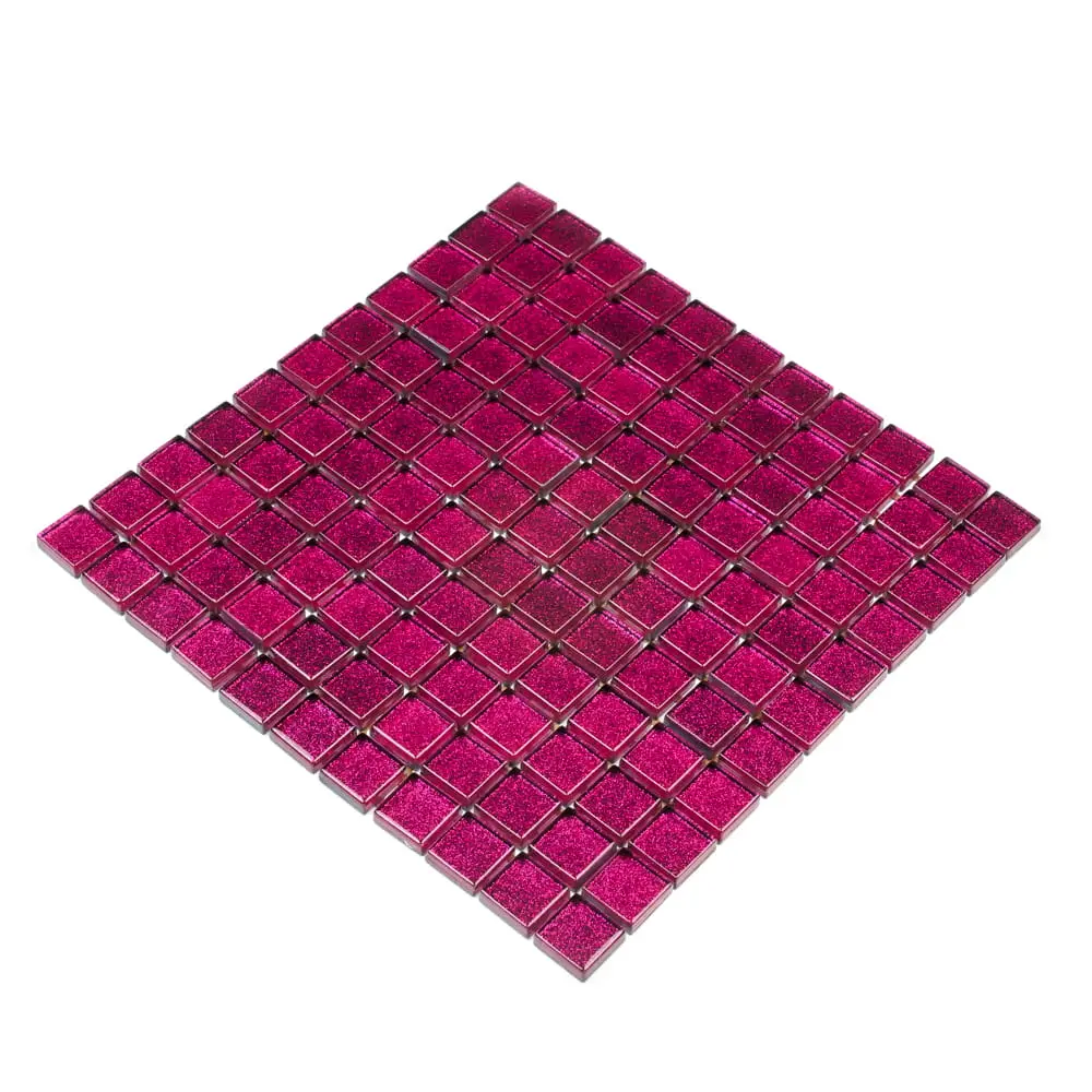 MOZAIKA SZKLANA RÓŻOWA LILA BROKAT  30x30cm 8mm – dekoracyjne do wnętrz – Szklane Mozaiki