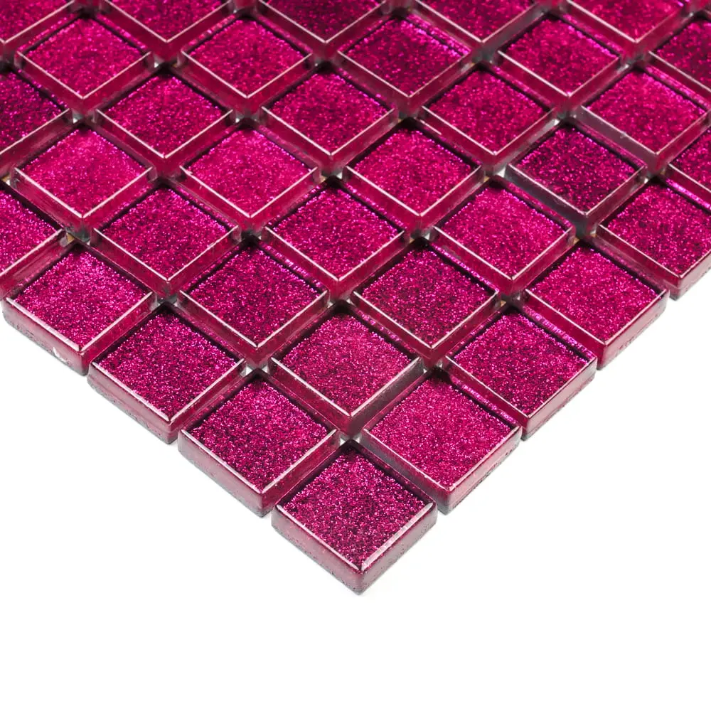 MOZAIKA SZKLANA RÓŻOWA LILA BROKAT  30x30cm 8mm – dekoracyjne do wnętrz – Szklane Mozaiki
