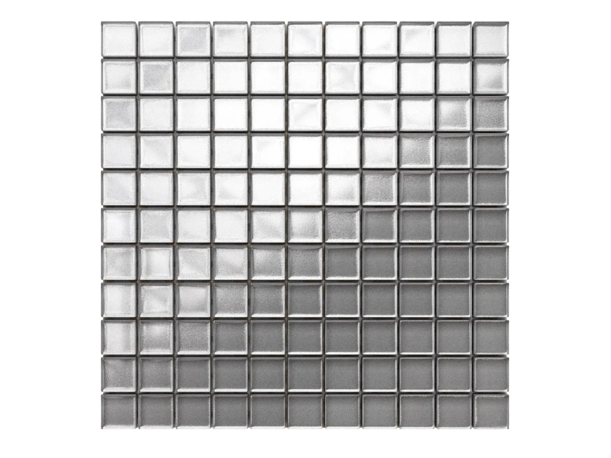 MOZAIKA SZKLANA SREBRNA SILVER METALIC 30x30cm 8mm – dekoracyjne do wnętrz – Szklane Mozaiki