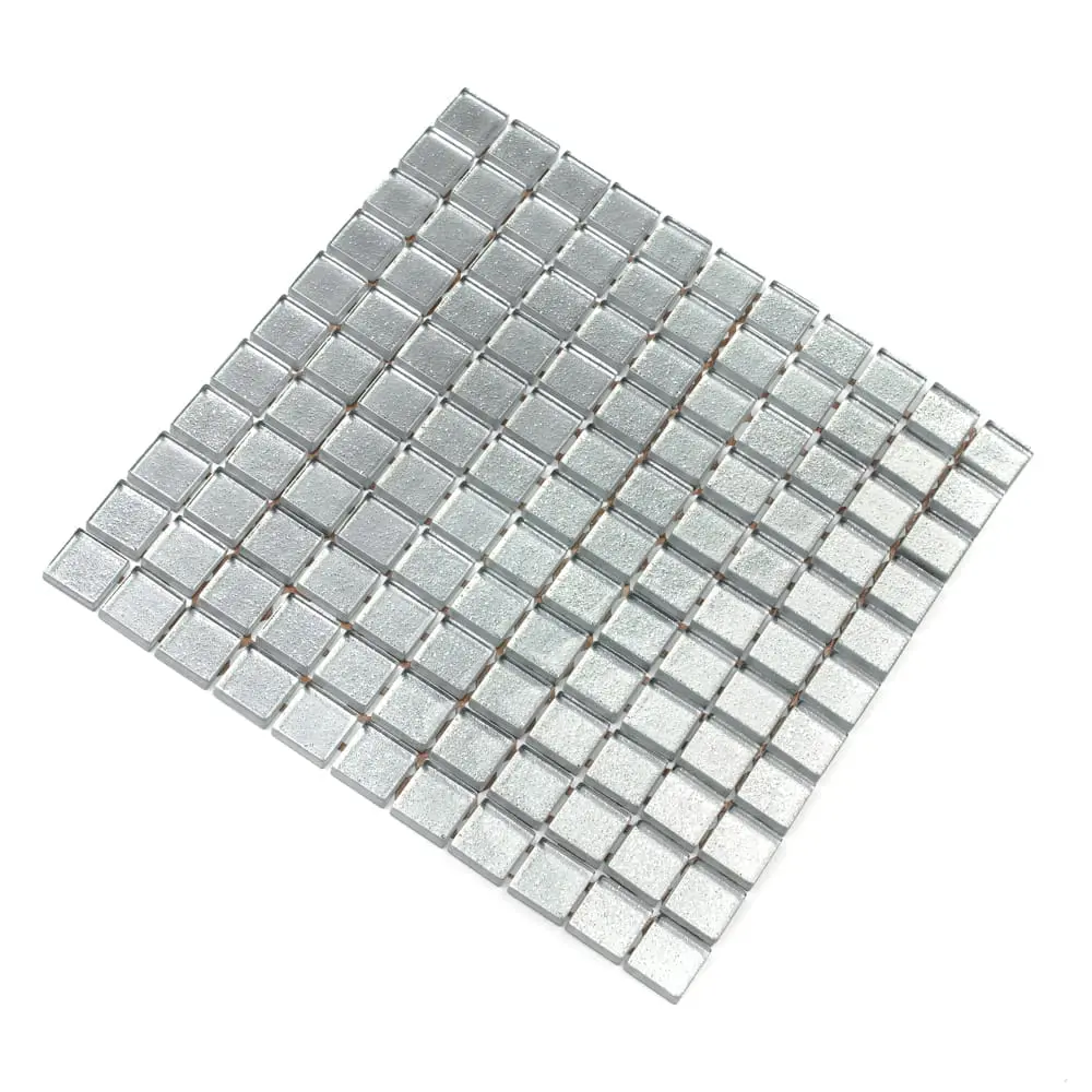 MOZAIKA SZKLANA SREBRNA SILVER METALIC 30x30cm 8mm – dekoracyjne do wnętrz – Szklane Mozaiki
