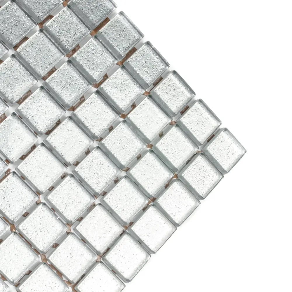 MOZAIKA SZKLANA SREBRNA SILVER METALIC 30x30cm 8mm – dekoracyjne do wnętrz – Szklane Mozaiki
