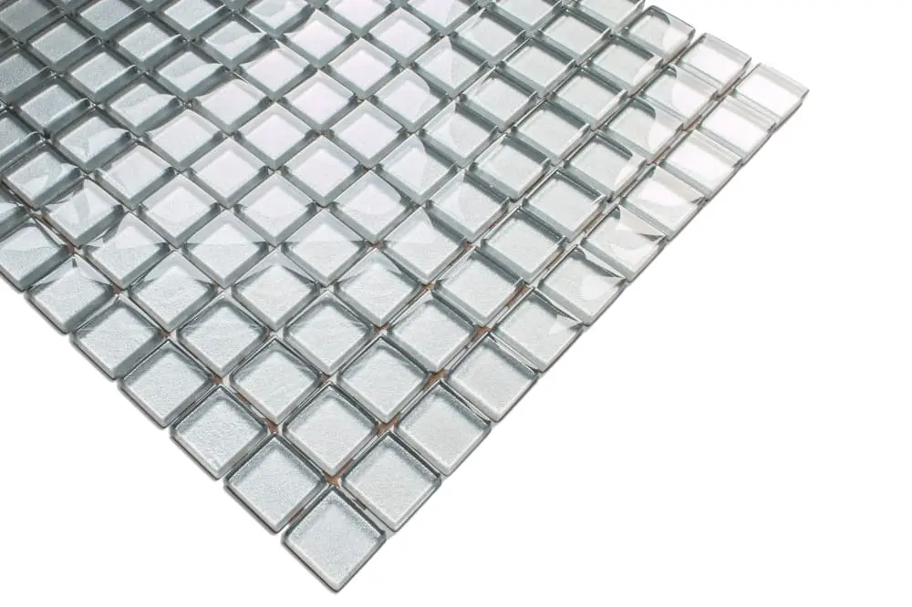 MOZAIKA SZKLANA SREBRNA SILVER METALIC 30x30cm 8mm – dekoracyjne do wnętrz – Szklane Mozaiki