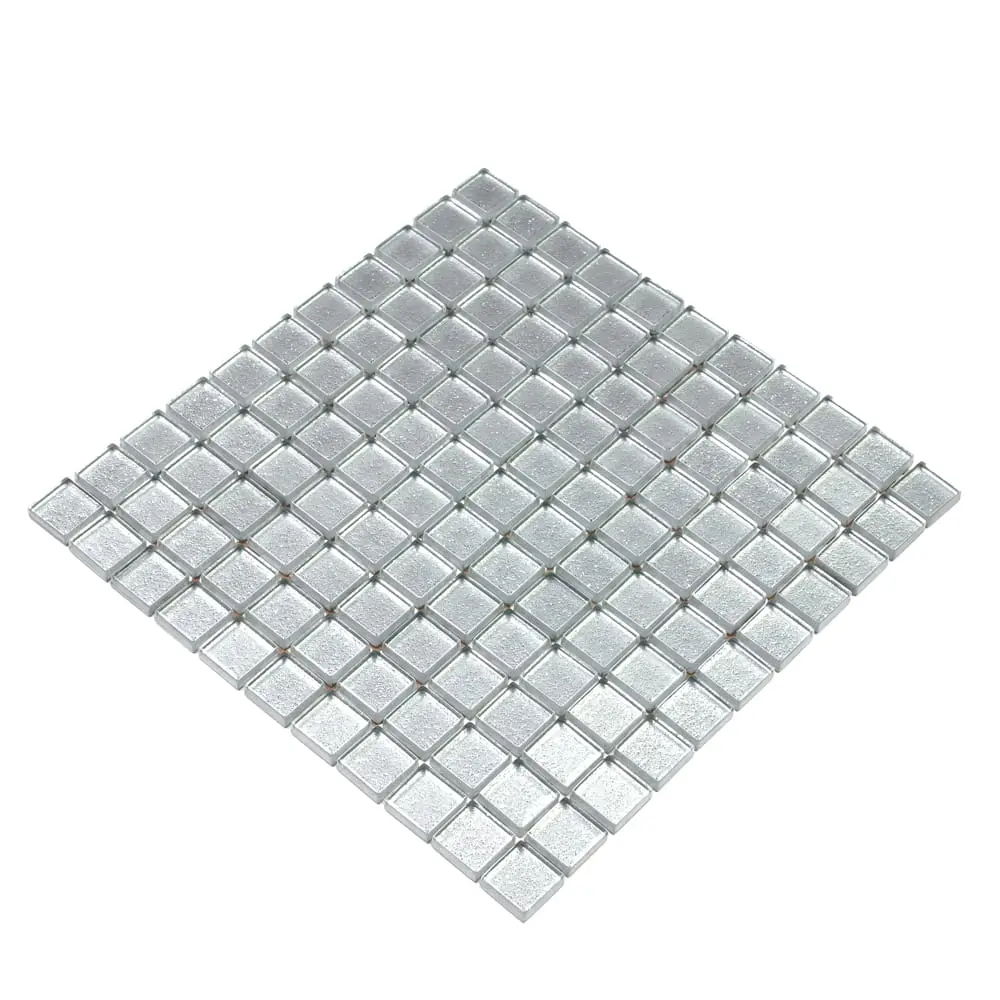 MOZAIKA SZKLANA SREBRNA SILVER METALIC 30x30cm 8mm – dekoracyjne do wnętrz – Szklane Mozaiki