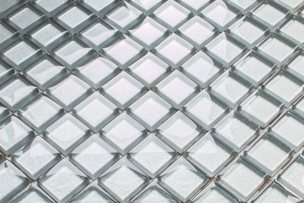 MOZAIKA SZKLANA SREBRNA SILVER METALIC 30x30cm 8mm – dekoracyjne do wnętrz – Szklane Mozaiki