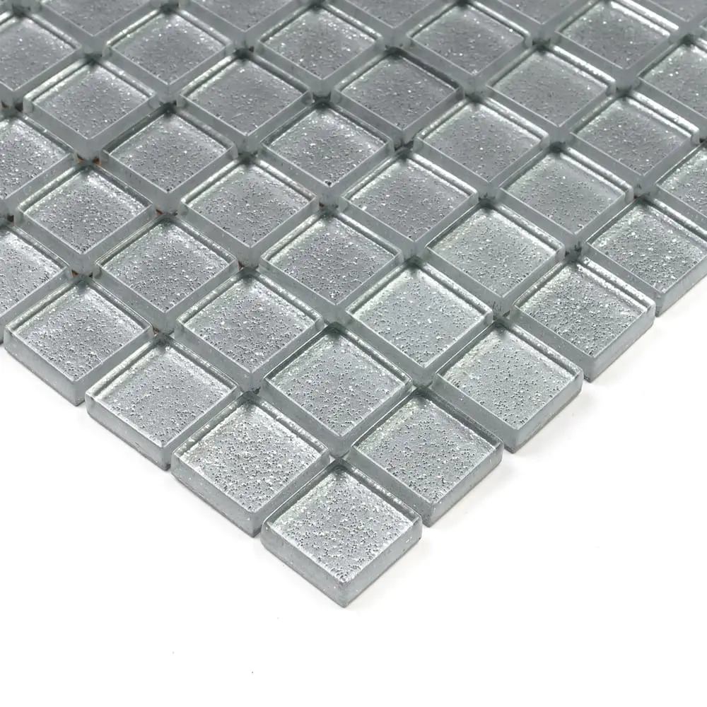 MOZAIKA SZKLANA SREBRNA SILVER METALIC 30x30cm 8mm – dekoracyjne do wnętrz – Szklane Mozaiki
