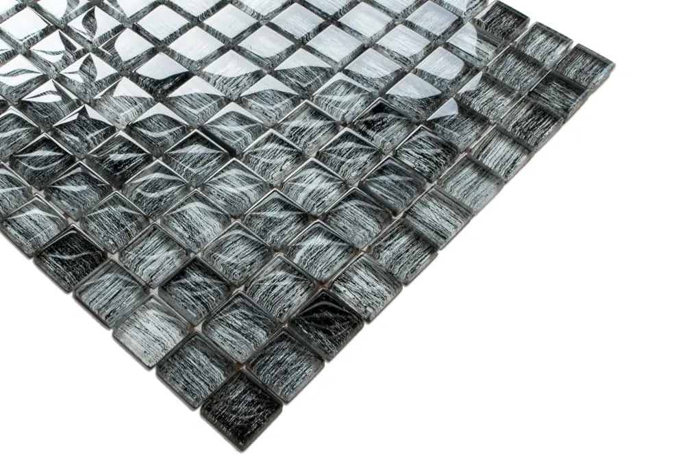 MOZAIKA SZKLANA CZARNA NERO BRZOZA 30x30cm 8mm – dekoracyjne do wnętrz – Szklane Mozaiki