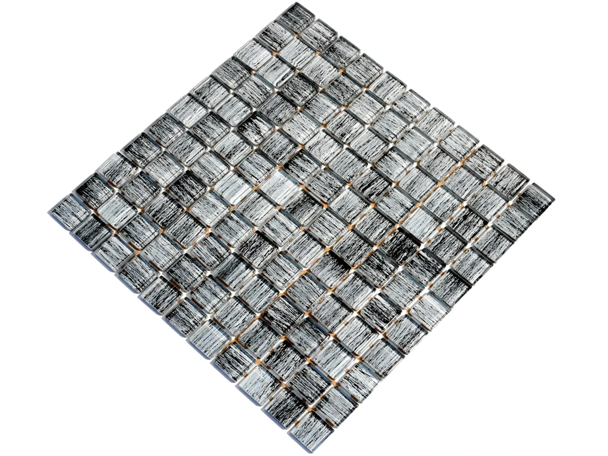 MOZAIKA SZKLANA CZARNA NERO BRZOZA 30x30cm 8mm – dekoracyjne do wnętrz – Szklane Mozaiki