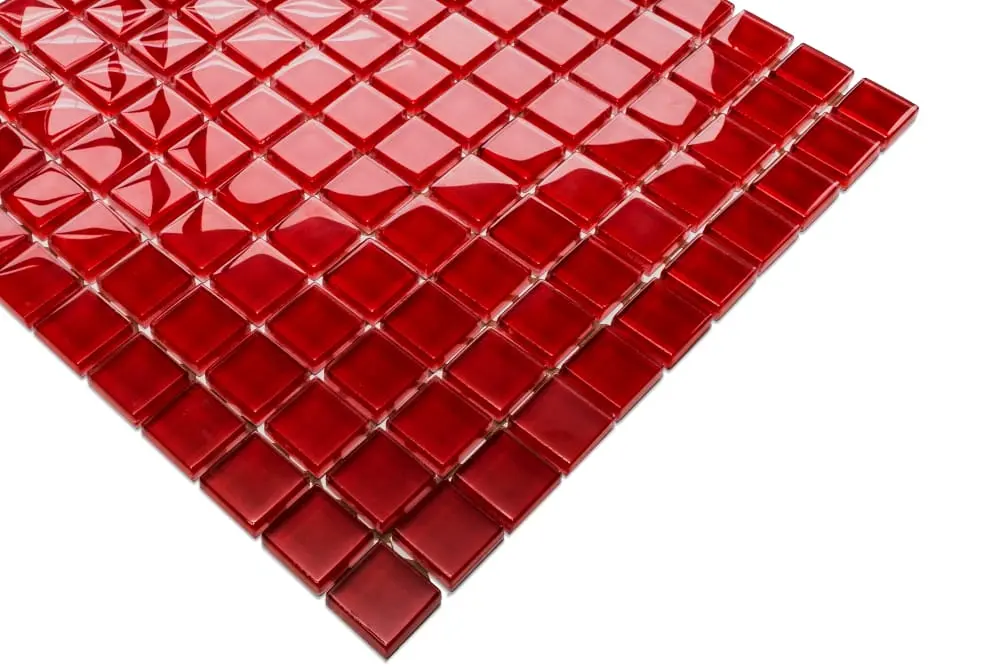 MOZAIKA SZKLANA CZERWONA RED 30x30cm 8mm – dekoracyjne do wnętrz – Szklane Mozaiki