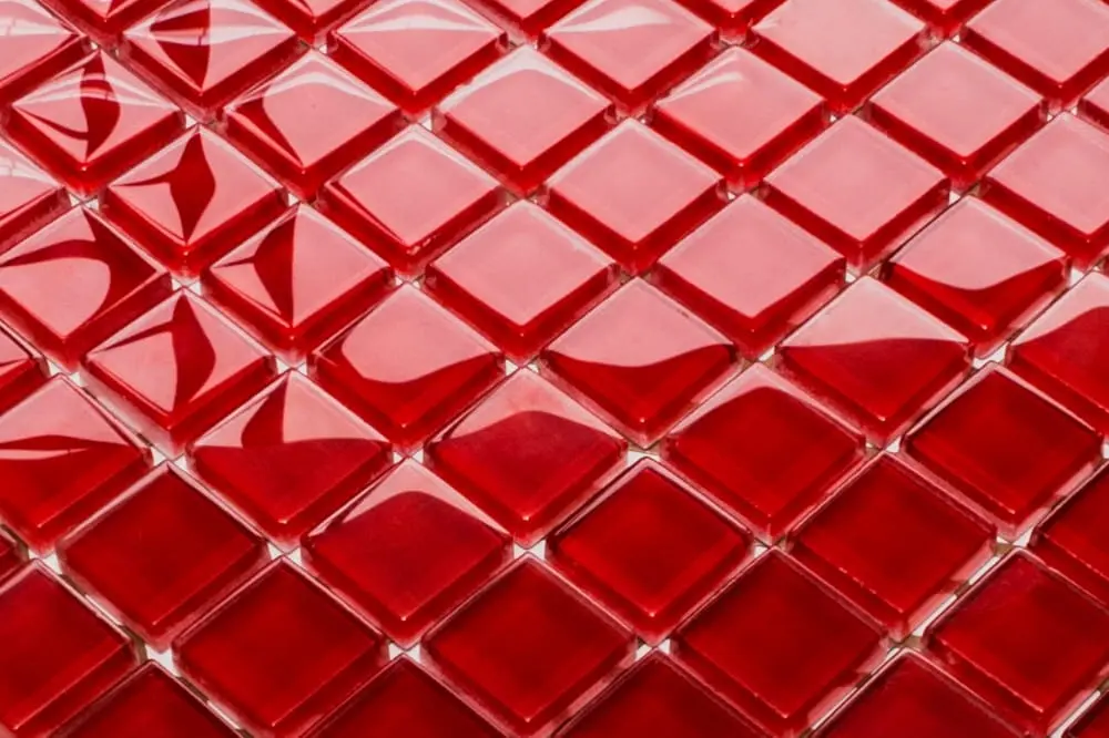 MOZAIKA SZKLANA CZERWONA RED 30x30cm 8mm – dekoracyjne do wnętrz – Szklane Mozaiki