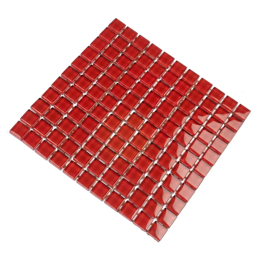 MOZAIKA SZKLANA CZERWONA RED 30x30cm 8mm – dekoracyjne do wnętrz – Szklane Mozaiki