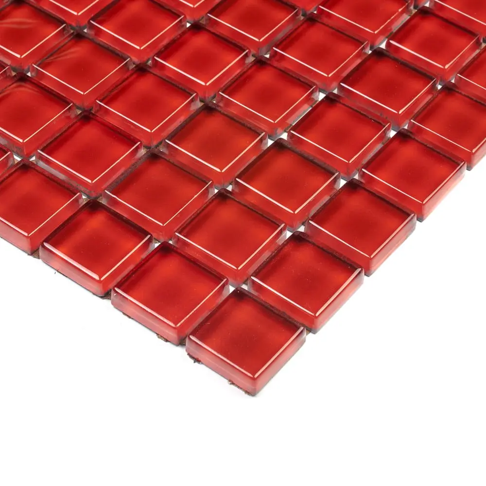 MOZAIKA SZKLANA CZERWONA RED 30x30cm 8mm – dekoracyjne do wnętrz – Szklane Mozaiki