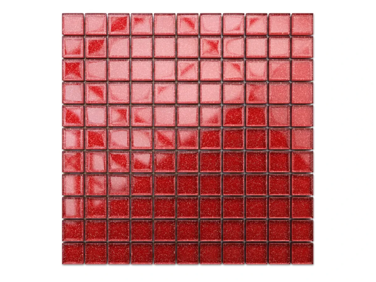 MOZAIKA SZKLANA CZERWONA RED BROKAT 30x30cm 8mm – dekoracyjne do wnętrz – Szklane Mozaiki