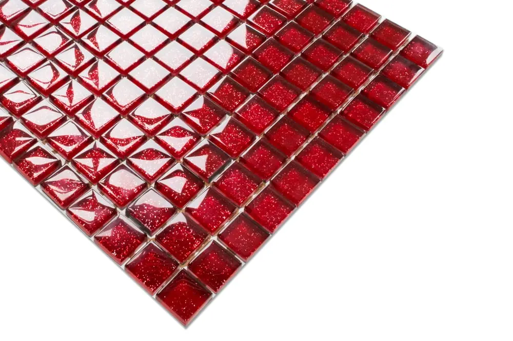 MOZAIKA SZKLANA CZERWONA RED BROKAT 30x30cm 8mm – dekoracyjne do wnętrz – Szklane Mozaiki