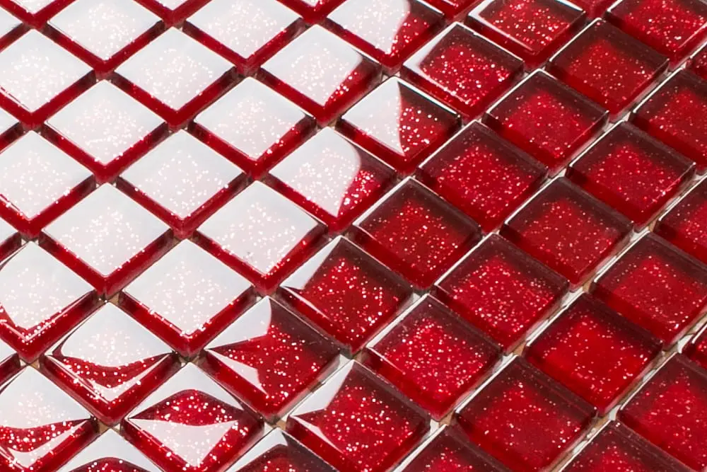 MOZAIKA SZKLANA CZERWONA RED BROKAT 30x30cm 8mm – dekoracyjne do wnętrz – Szklane Mozaiki