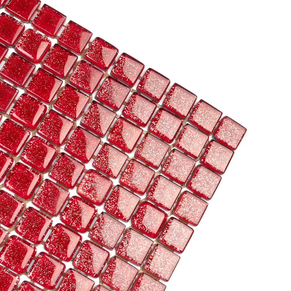 MOZAIKA SZKLANA CZERWONA RED BROKAT 30x30cm 8mm – dekoracyjne do wnętrz – Szklane Mozaiki