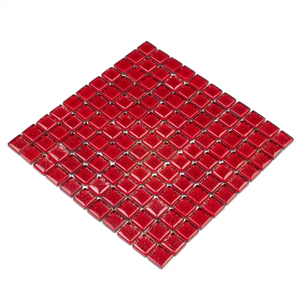 MOZAIKA SZKLANA CZERWONA RED BROKAT 30x30cm 8mm – dekoracyjne do wnętrz – Szklane Mozaiki