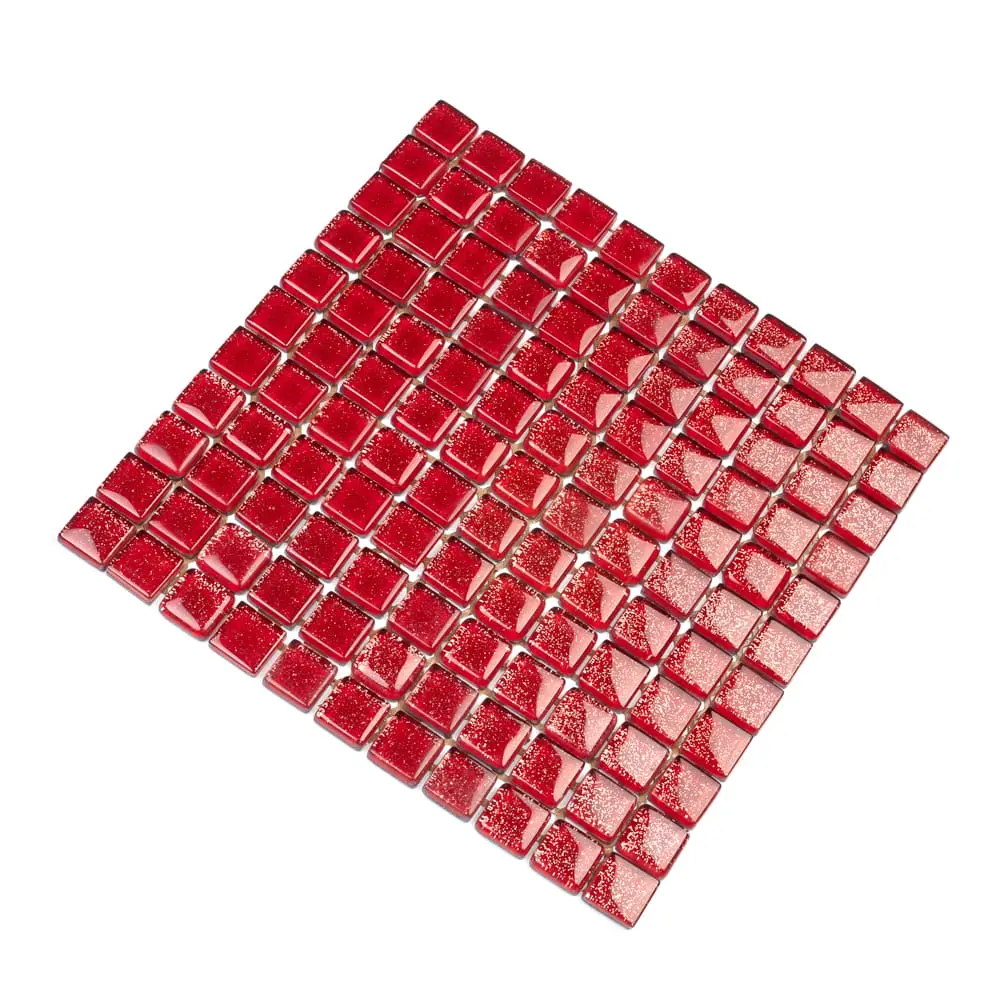 MOZAIKA SZKLANA CZERWONA RED BROKAT 30x30cm 8mm – dekoracyjne do wnętrz – Szklane Mozaiki