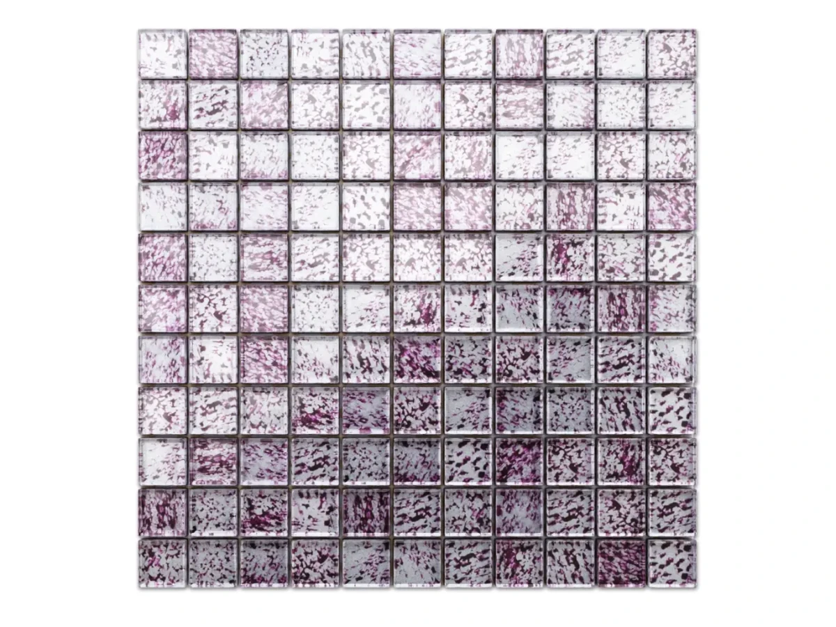 MOZAIKA SZKLANA FIOLET SILVER 30x30cm 8mm – dekoracyjne do wnętrz – Szklane Mozaiki
