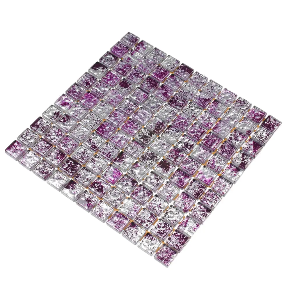 MOZAIKA SZKLANA FIOLET SILVER 30x30cm 8mm – dekoracyjne do wnętrz – Szklane Mozaiki