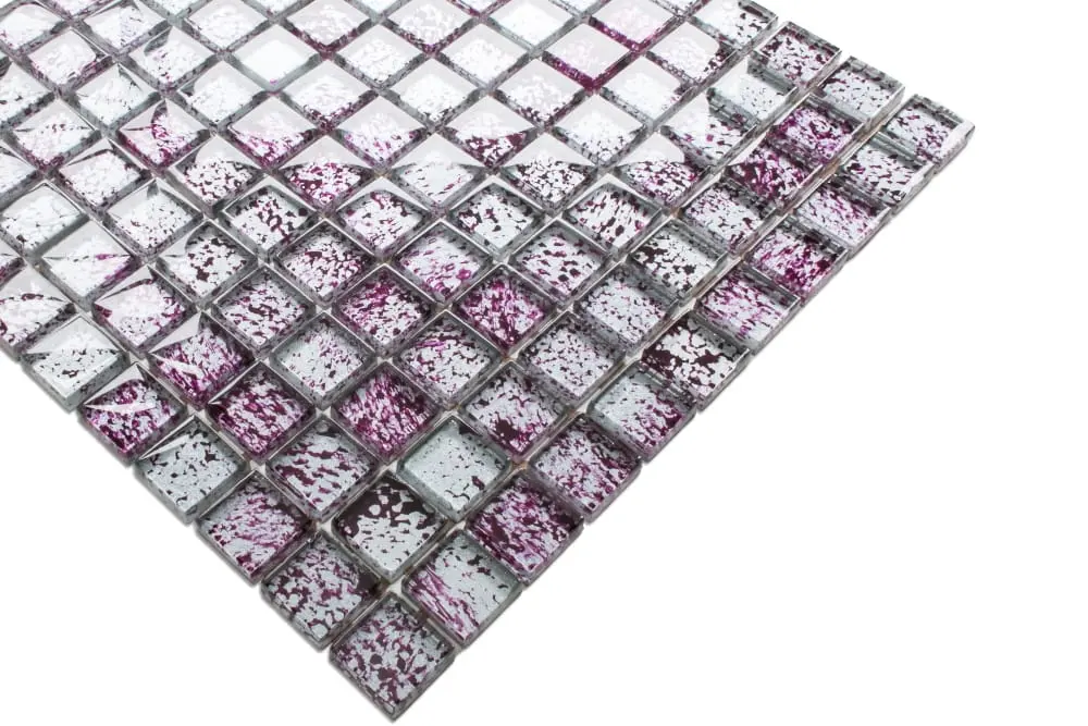 MOZAIKA SZKLANA FIOLET SILVER 30x30cm 8mm – dekoracyjne do wnętrz – Szklane Mozaiki