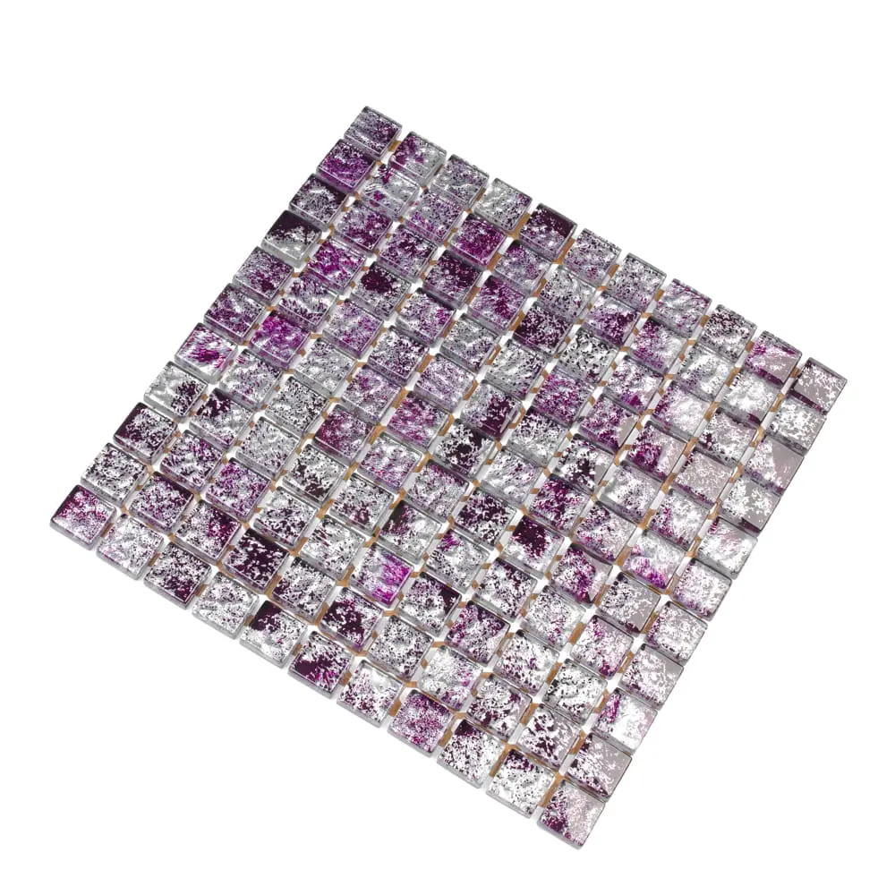 MOZAIKA SZKLANA FIOLET SILVER 30x30cm 8mm – dekoracyjne do wnętrz – Szklane Mozaiki