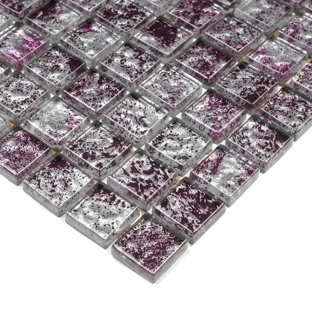 MOZAIKA SZKLANA FIOLET SILVER 30x30cm 8mm – dekoracyjne do wnętrz – Szklane Mozaiki