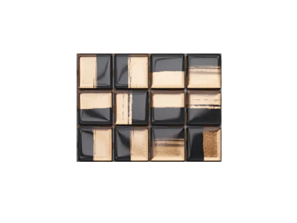 MOZAIKA SZKLANA COPPER NERO CZARNA MIEDZIANA ZŁOTA 30x30cm 8mm – dekoracyjne do wnętrz – Szklane Mozaiki