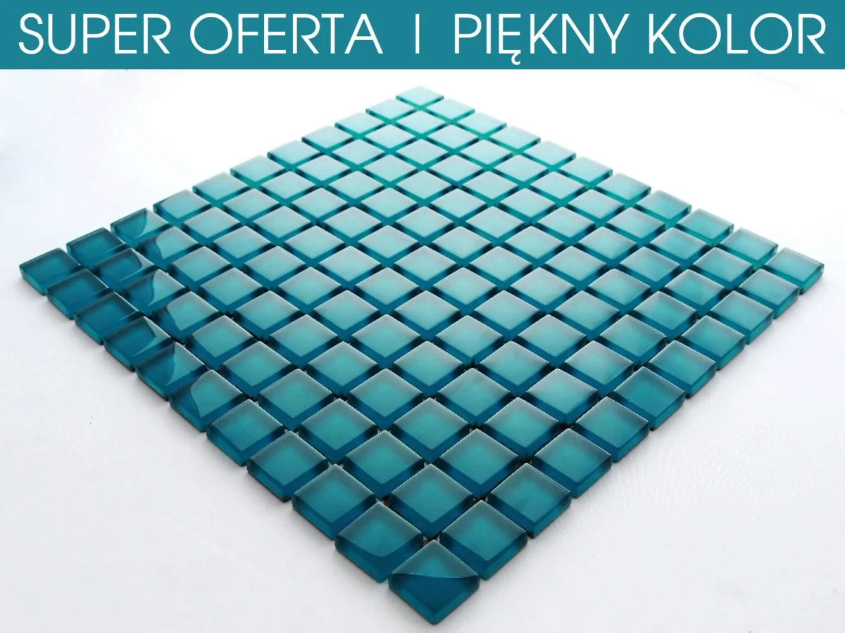 MOZAIKA SZKLANA NIEBIESKA TURKUS 30x30cm 8mm – dekoracyjne do wnętrz – Szklane Mozaiki