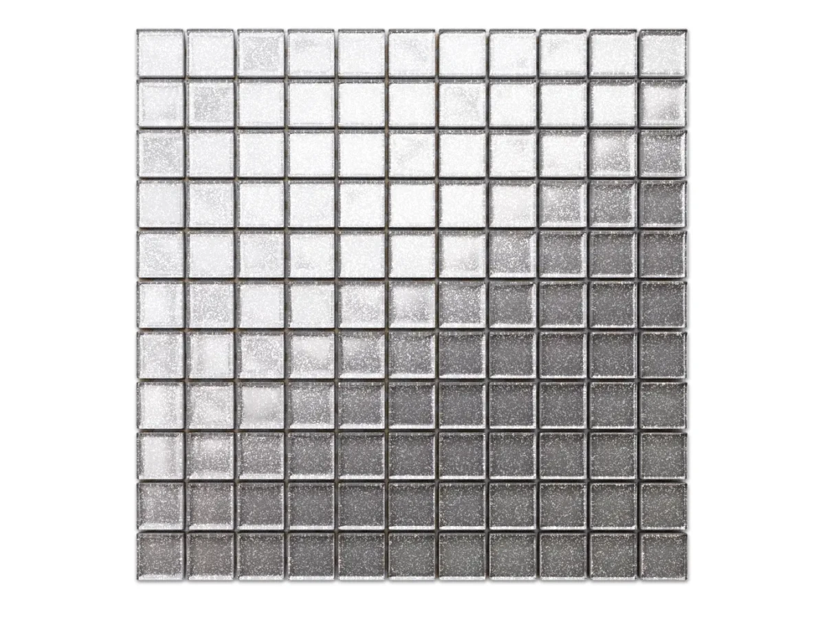 MOZAIKA SZKLANA SREBRNA SILVER BROKAT  30x30cm 8mm – dekoracyjne do wnętrz – Szklane Mozaiki