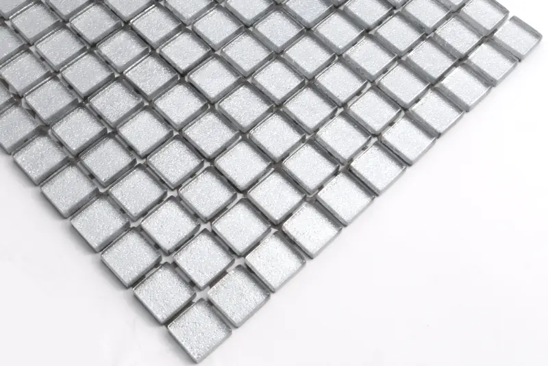 MOZAIKA SZKLANA SREBRNA SILVER BROKAT  30x30cm 8mm – dekoracyjne do wnętrz – Szklane Mozaiki