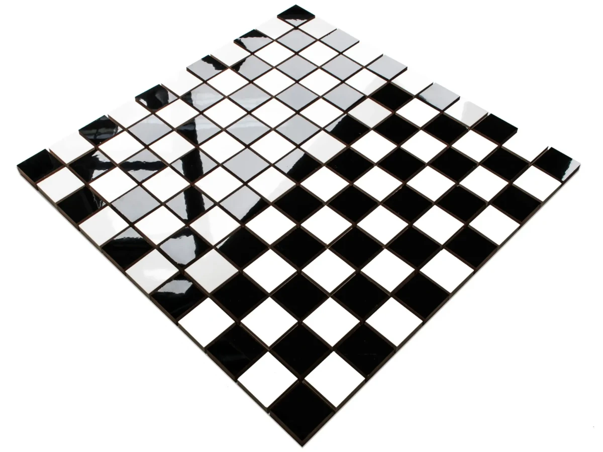 MOZAIKA CERAMICZNA CZARNA / BIAŁA (SZACHOWNICA) kostka 2.5 30X30cm – dekoracyjne do wnętrz – Szklane Mozaiki