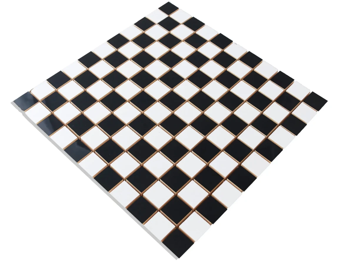 MOZAIKA CERAMICZNA CZARNA / BIAŁA (SZACHOWNICA) kostka 2.5 30X30cm – dekoracyjne do wnętrz – Szklane Mozaiki