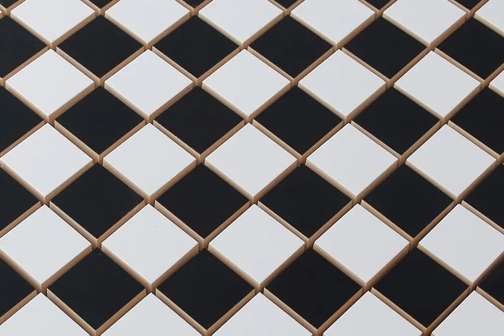 MOZAIKA CERAMICZNA CZARNA / BIAŁA (SZACHOWNICA) kostka 2.5 30X30cm – dekoracyjne do wnętrz – Szklane Mozaiki