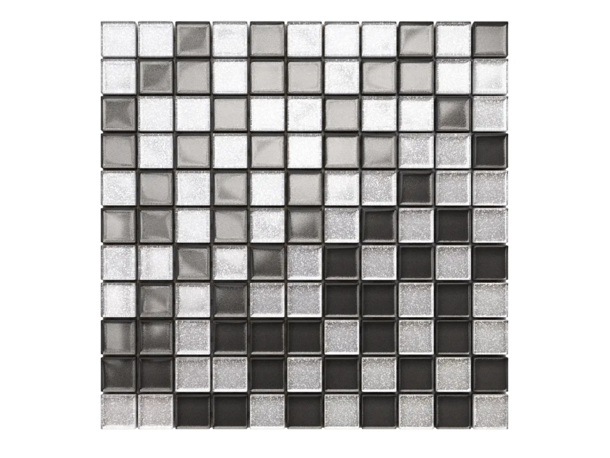MOZAIKA SZKLANA GRAFIT SILVER BROKAT MIX 30X30 – dekoracyjne do wnętrz – Szklane Mozaiki